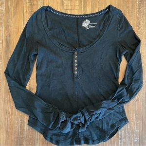 Pilcro for Anthropologie Henley with Gathered Sleeves